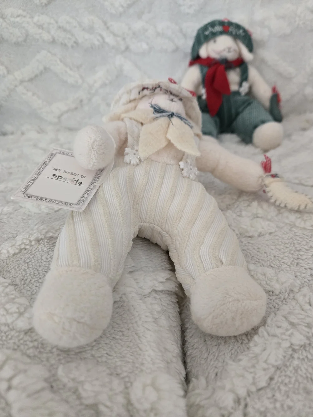 Bunnies By The Bay Plush Lamb Pair Holiday Stuffed Rabbit Cottagecore Decor